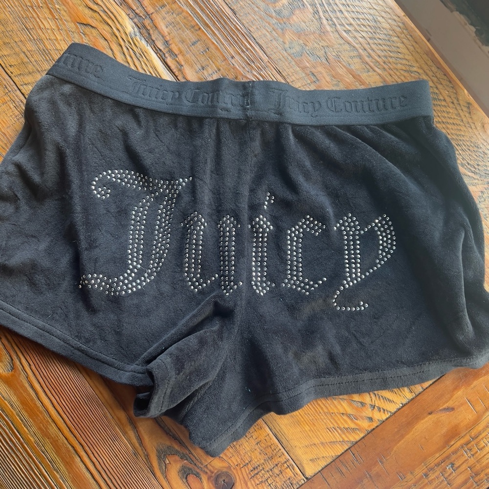 Juicy Couture Black Lounge Shorts with Rhinestone Detail